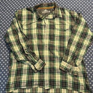 Croft & Barrow Shirt Men XXL Green Quick Dry Plaid Long Sleeve Button Up Adult